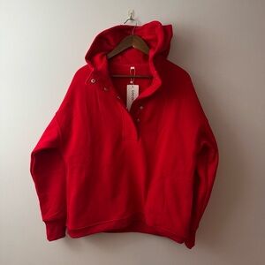 NEW!! Red Hooded oversized Sweatshirt women’s Size M